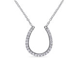 White Topaz 3/4 Carat (ctw) Horseshoe Necklace 17 inch in Sterling Silver